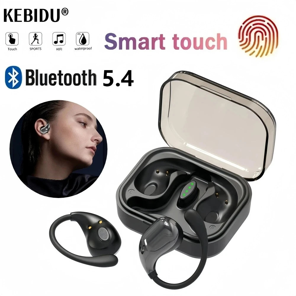Ecouteurs sans fil Bluetooth 5.4 avec micro pour l'extérieur, crochet d'oreille basse