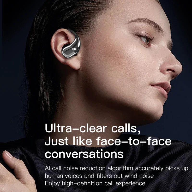 Ecouteurs sans fil Bluetooth 5.4 avec micro pour l'extérieur, crochet d'oreille basse