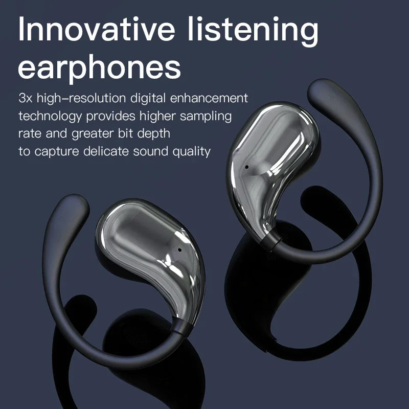 Ecouteurs sans fil Bluetooth 5.4 avec micro pour l'extérieur, crochet d'oreille basse