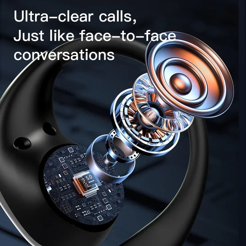 Ecouteurs sans fil Bluetooth 5.4 avec micro pour l'extérieur, crochet d'oreille basse